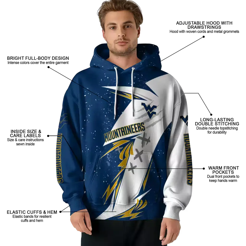 west virginia mountaineers dynamic slash blue white hoodie latest model west virginia mountaineers dynamic slash blue white hoodie latest model