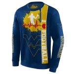 west virginia mountaineers football heartbeat blue hoodie best selling