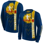 west virginia mountaineers football heartbeat blue hoodie best selling