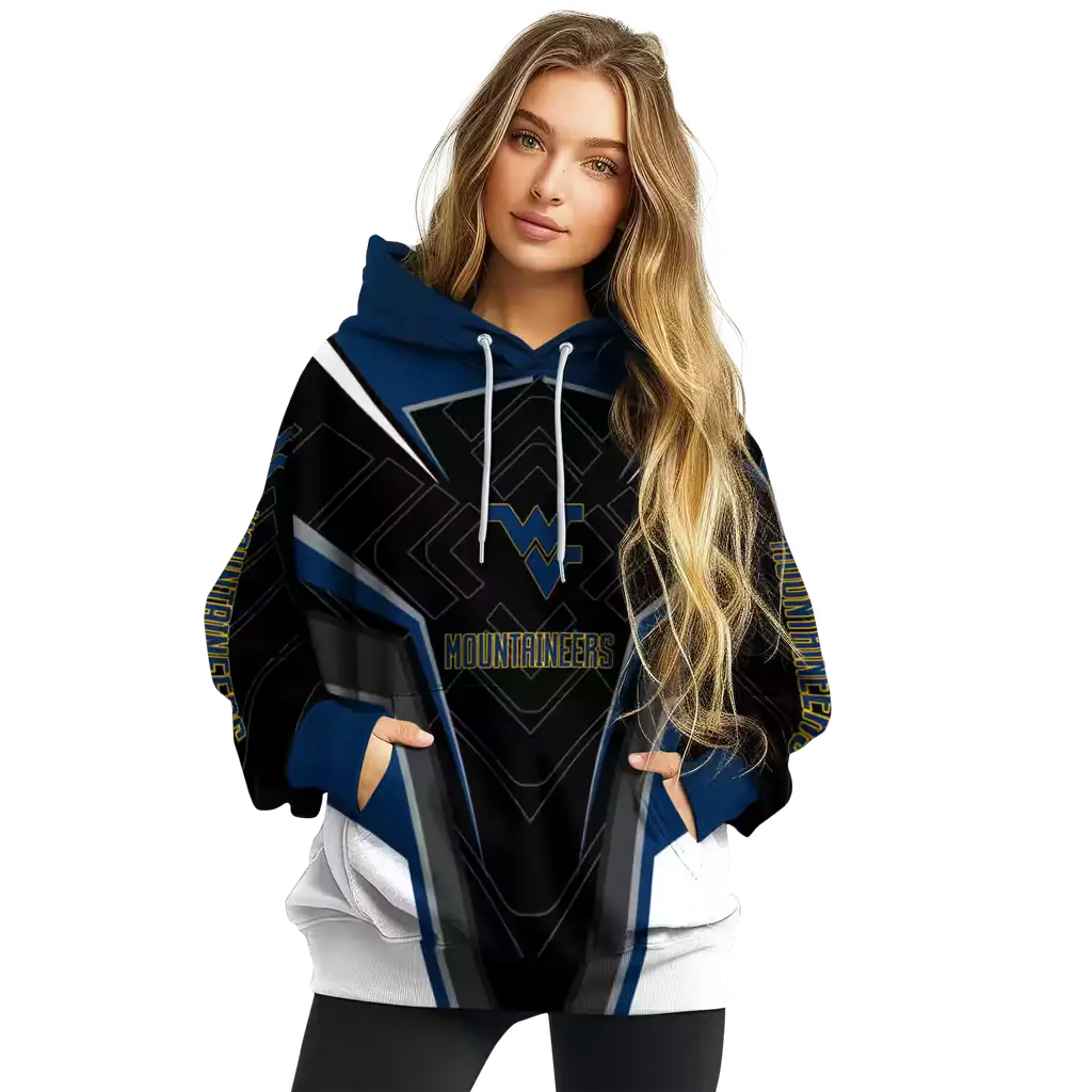 west virginia mountaineers futuristic pattern blue black hoodie high quality west virginia mountaineers futuristic pattern blue black hoodie high quality