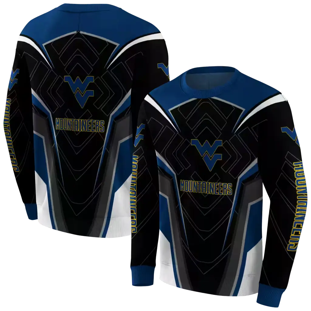 west virginia mountaineers futuristic pattern blue black hoodie premium grade west virginia mountaineers futuristic pattern blue black hoodie premium grade