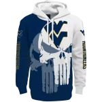 west virginia mountaineers graphic punisher blue white hoodie best selling