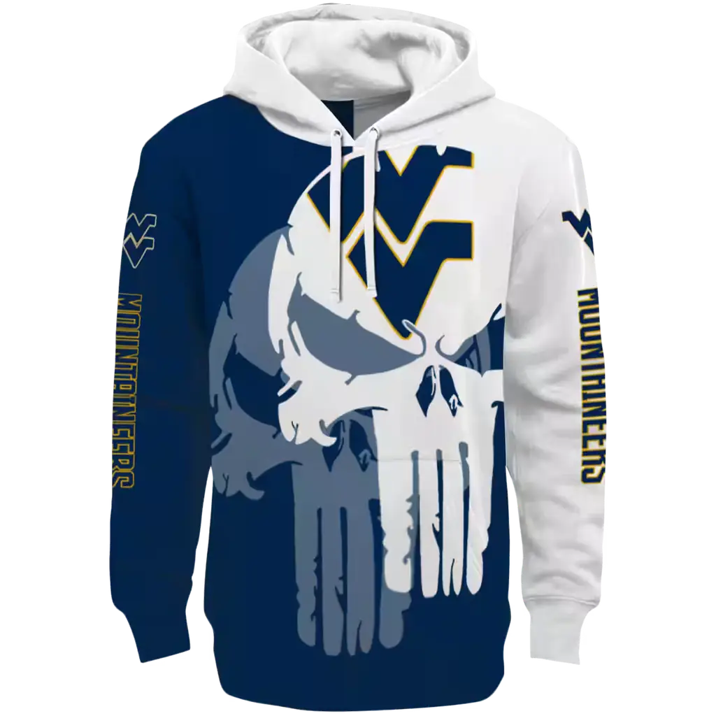 west virginia mountaineers graphic punisher blue white hoodie best selling west virginia mountaineers graphic punisher blue white hoodie best selling