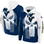 west virginia mountaineers graphic punisher blue white hoodie best selling
