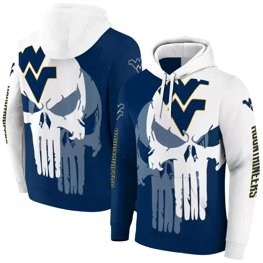 west virginia mountaineers graphic punisher blue white hoodie fashion forward west virginia mountaineers graphic punisher blue white hoodie fashion forward