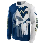 west virginia mountaineers graphic punisher blue white hoodie best selling