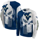 west virginia mountaineers graphic punisher blue white hoodie best selling