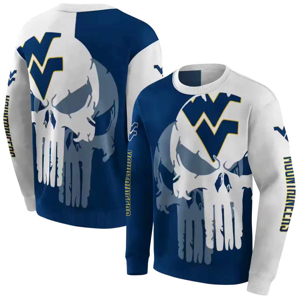 west virginia mountaineers graphic punisher blue white hoodie premium grade west virginia mountaineers graphic punisher blue white hoodie premium grade