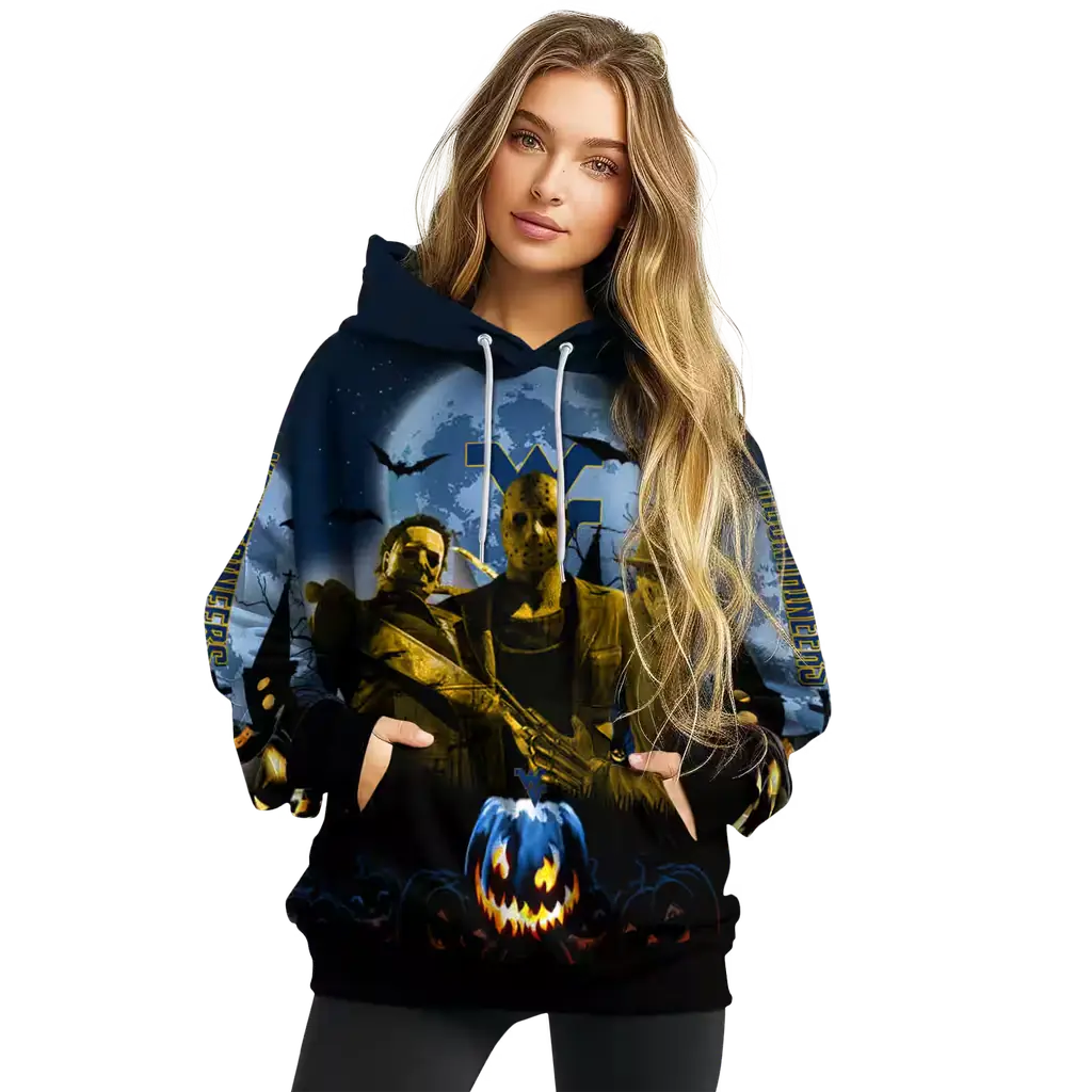 west virginia mountaineers halloween vibes blue black hoodie high quality west virginia mountaineers halloween vibes blue black hoodie high quality