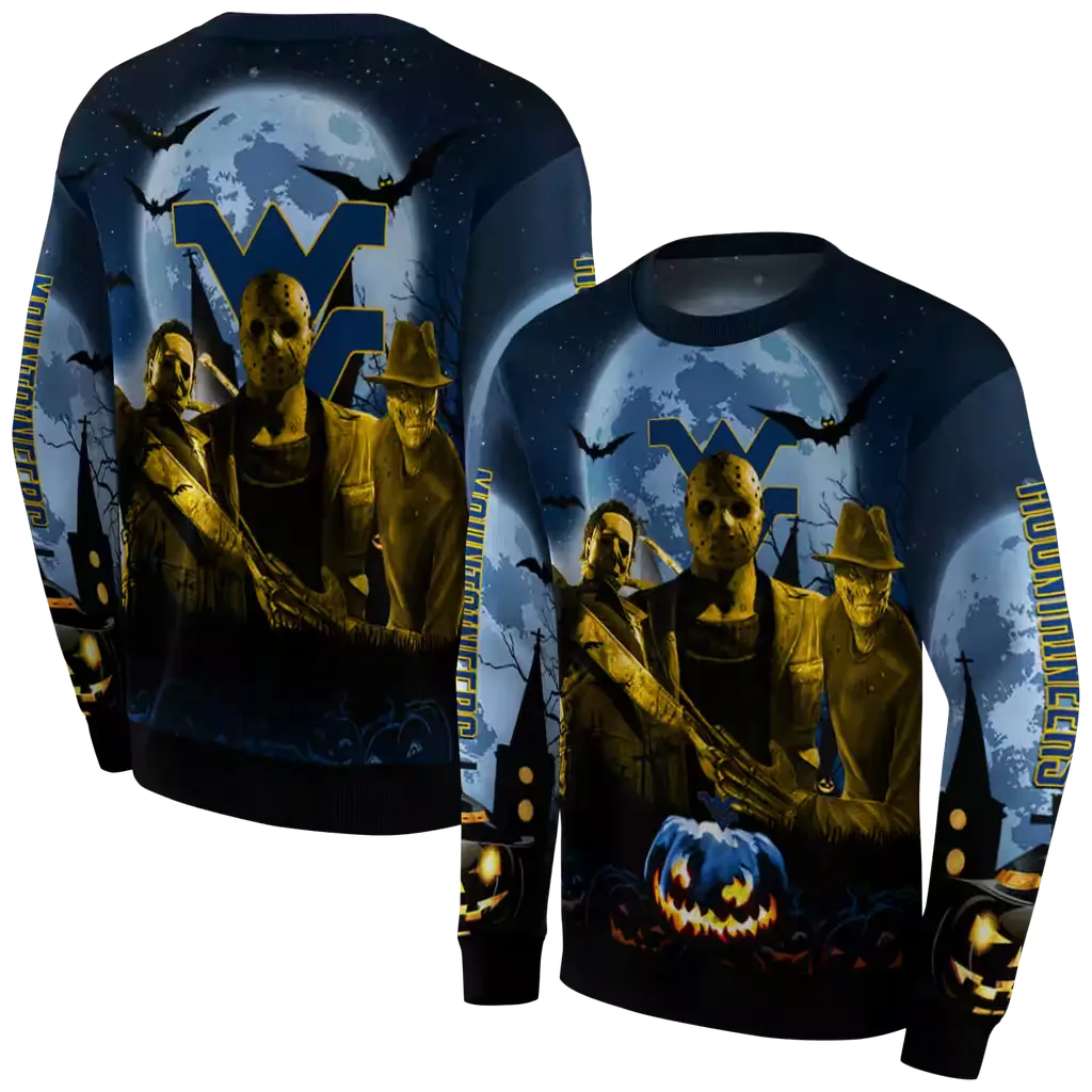 west virginia mountaineers halloween vibes blue black hoodie premium grade west virginia mountaineers halloween vibes blue black hoodie premium grade