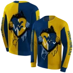 west virginia mountaineers heartbeat graphic blue hoodie best selling