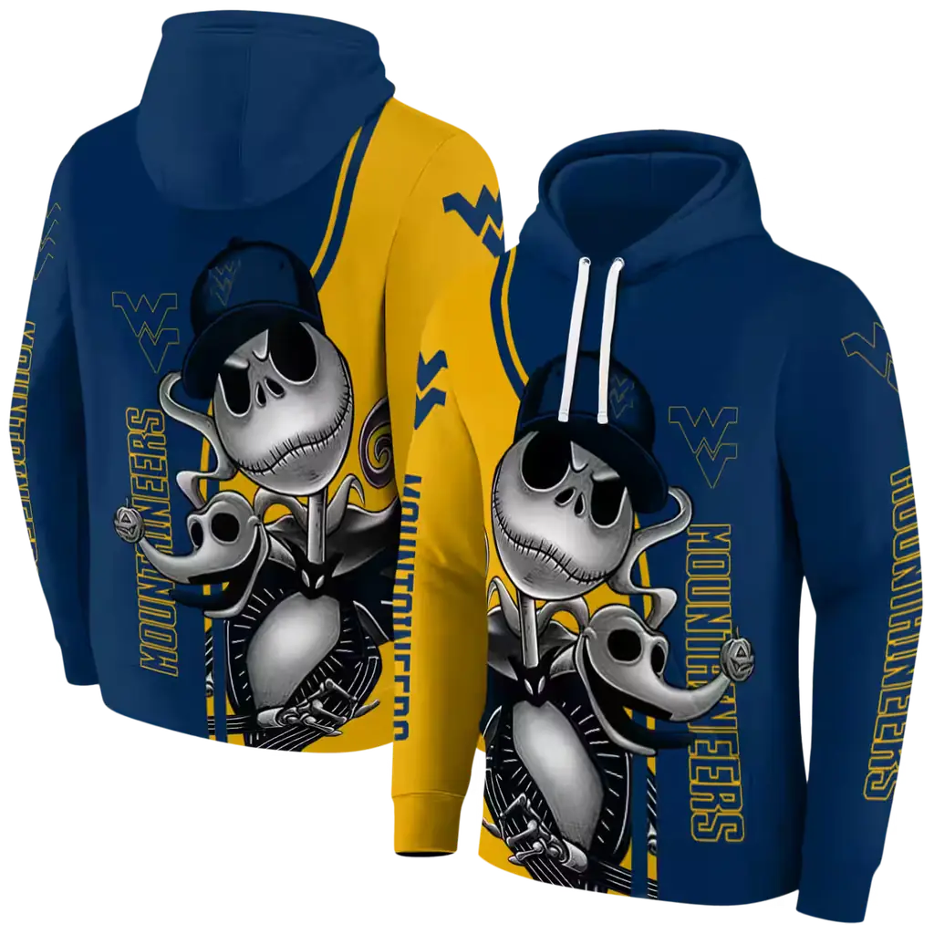 west virginia mountaineers jack skellington blue hoodie fashion forward west virginia mountaineers jack skellington blue hoodie fashion forward