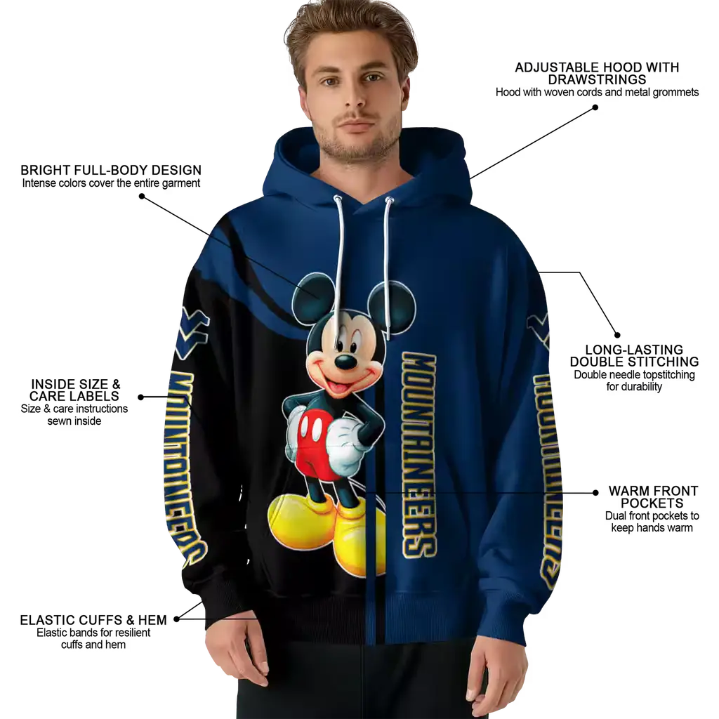 west virginia mountaineers mickey mouse blue black hoodie latest model west virginia mountaineers mickey mouse blue black hoodie latest model