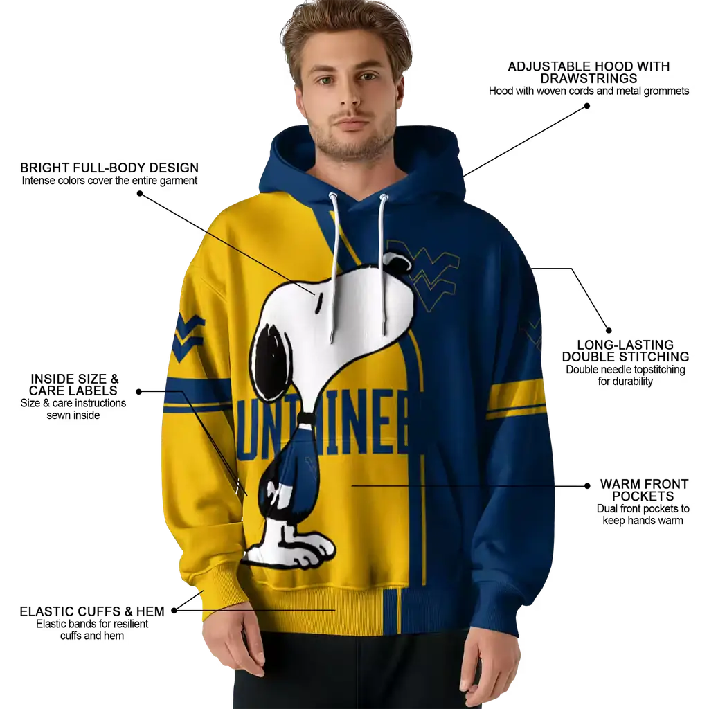 west virginia mountaineers playful snoopy blue hoodie latest model west virginia mountaineers playful snoopy blue hoodie latest model