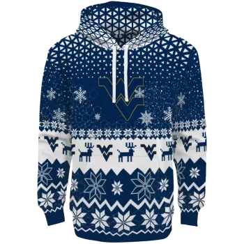 west virginia mountaineers reindeer motif blue hoodie best selling