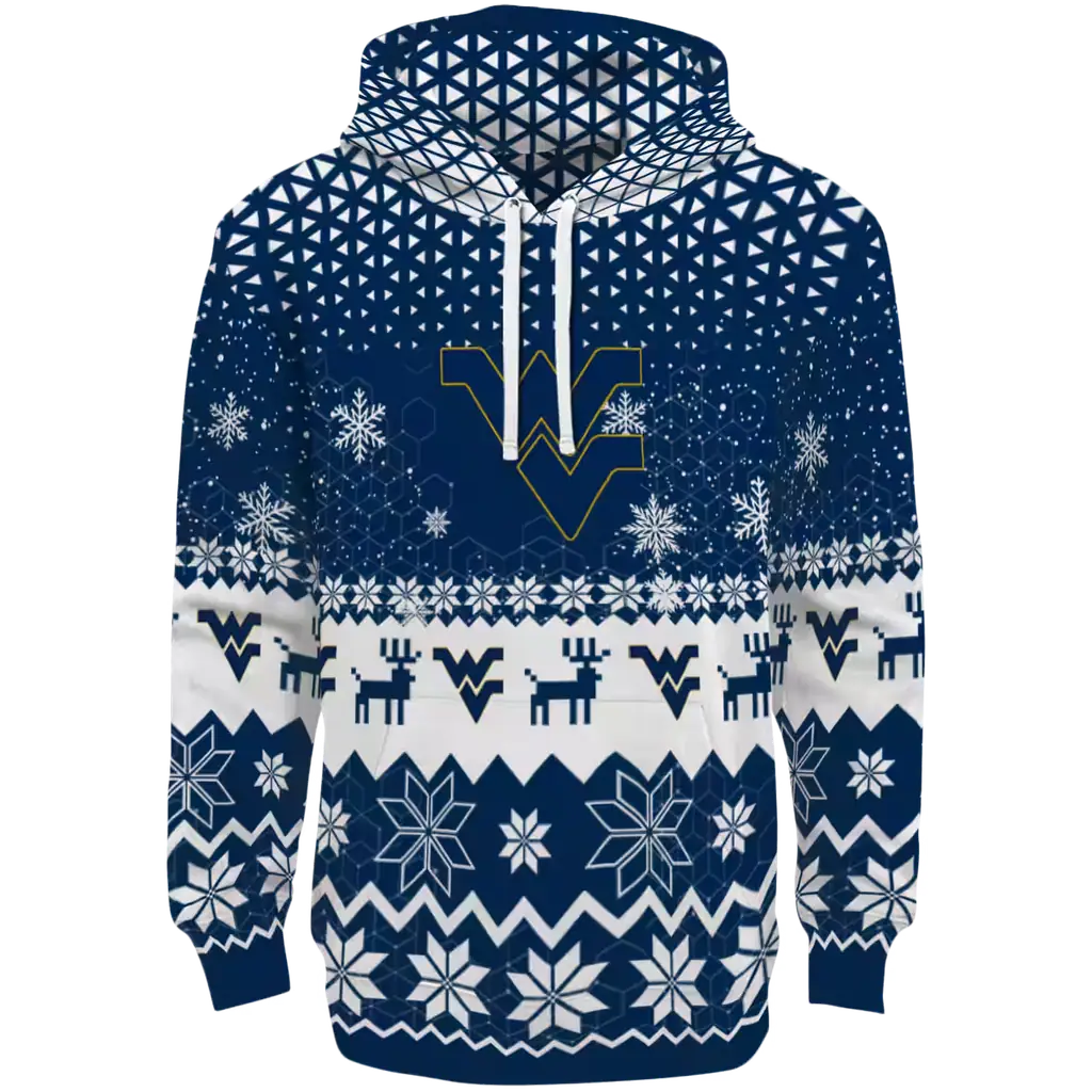 west virginia mountaineers reindeer motif blue hoodie best selling west virginia mountaineers reindeer motif blue hoodie best selling