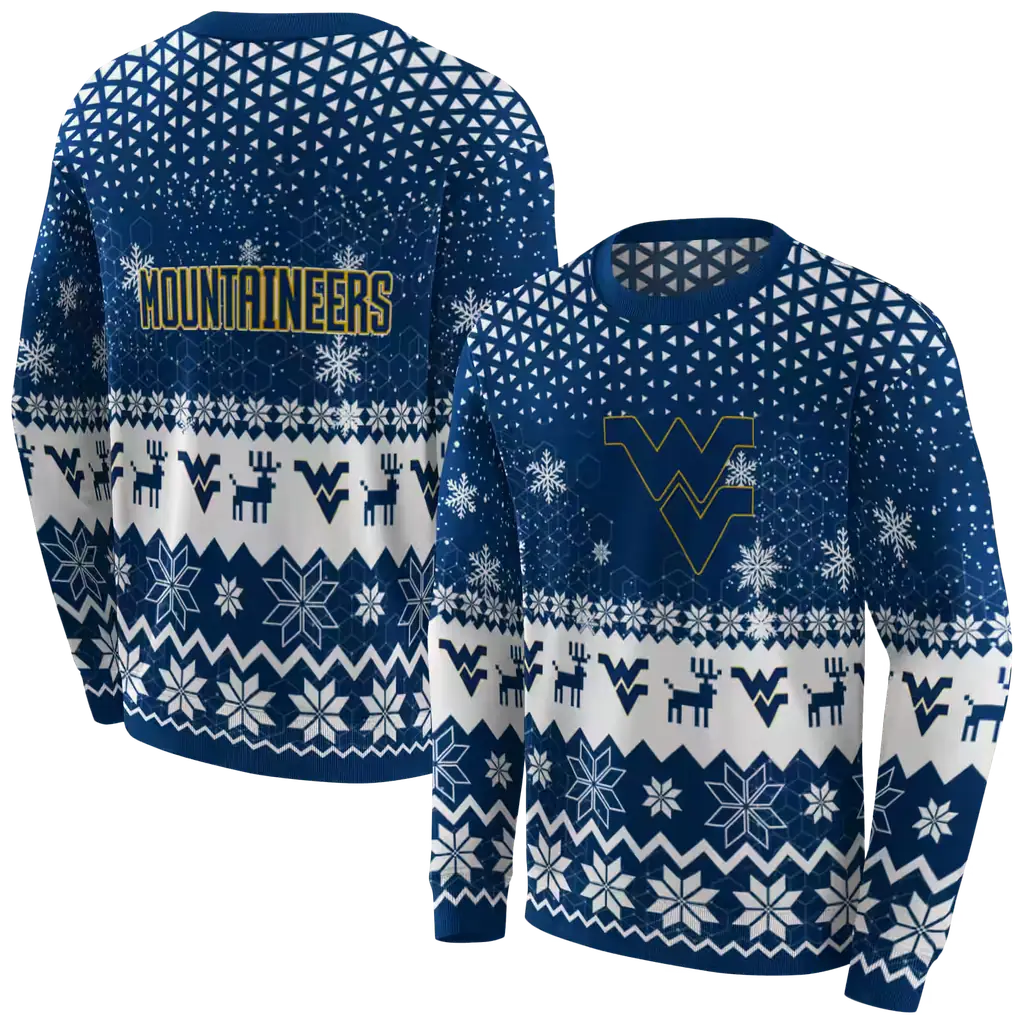 west virginia mountaineers reindeer motif blue hoodie premium grade west virginia mountaineers reindeer motif blue hoodie premium grade
