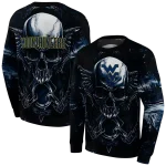 west virginia mountaineers skull artwork blue black hoodie best selling