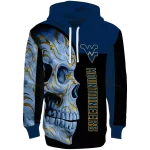 west virginia mountaineers skull motif blue black hoodie best selling