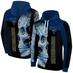 west virginia mountaineers skull motif blue black hoodie best selling