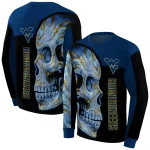 west virginia mountaineers skull motif blue black hoodie best selling