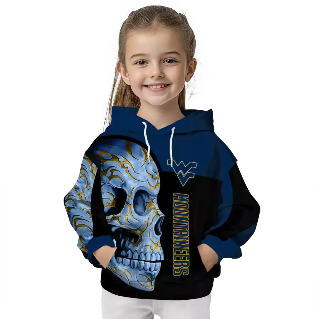 west virginia mountaineers skull motif blue black hoodie top rated west virginia mountaineers skull motif blue black hoodie top rated