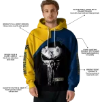 west virginia mountaineers skull punisher gold black hoodie best selling