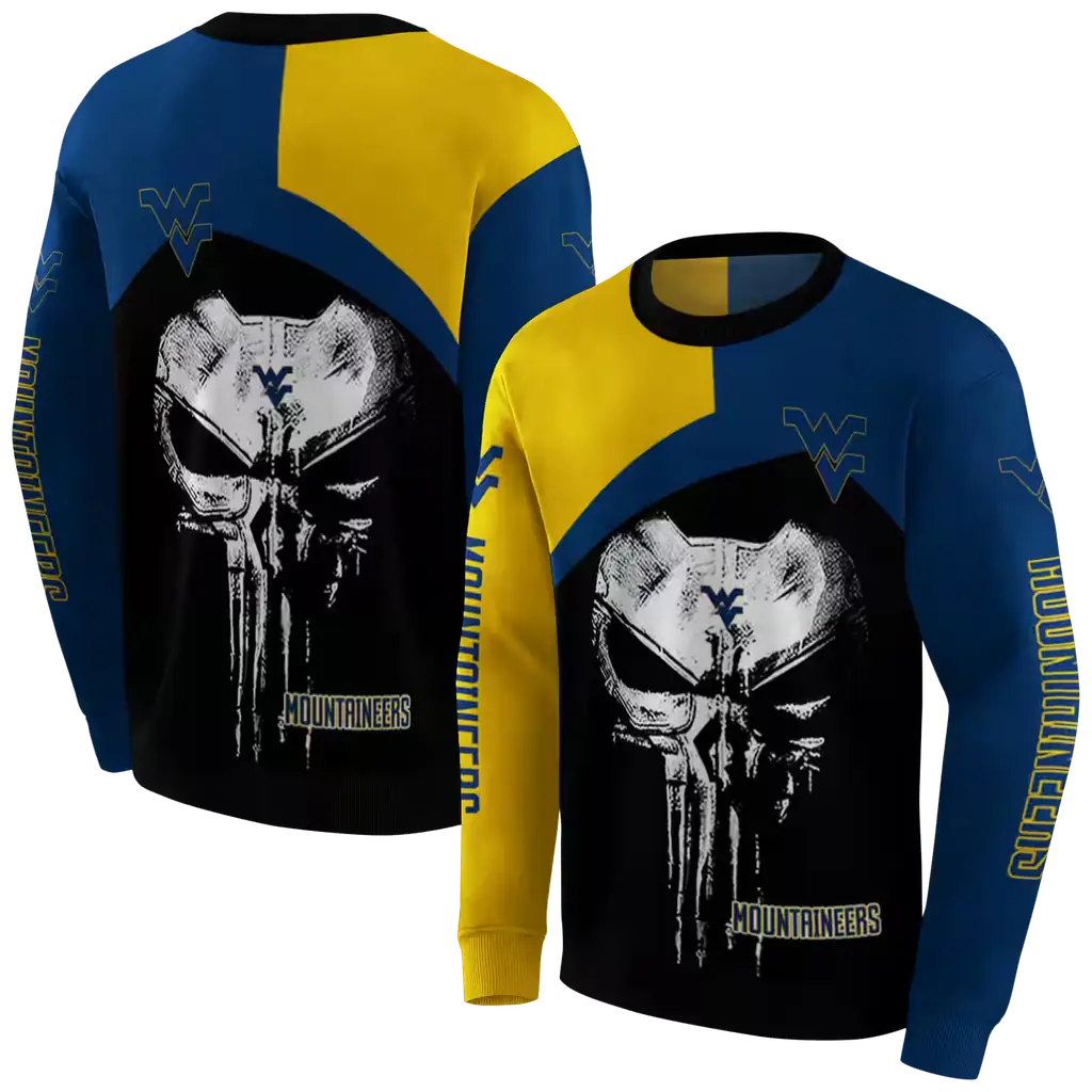 west virginia mountaineers skull punisher gold black hoodie premium grade west virginia mountaineers skull punisher gold black hoodie premium grade