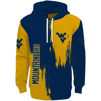 west virginia mountaineers splatter effect blue hoodie best selling