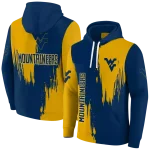 west virginia mountaineers splatter effect blue hoodie best selling