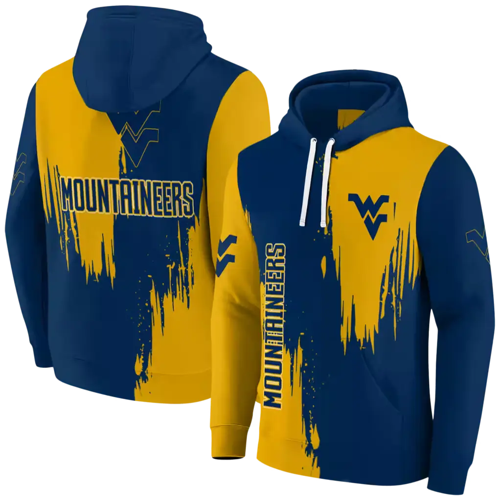 west virginia mountaineers splatter effect blue hoodie fashion forward west virginia mountaineers splatter effect blue hoodie fashion forward