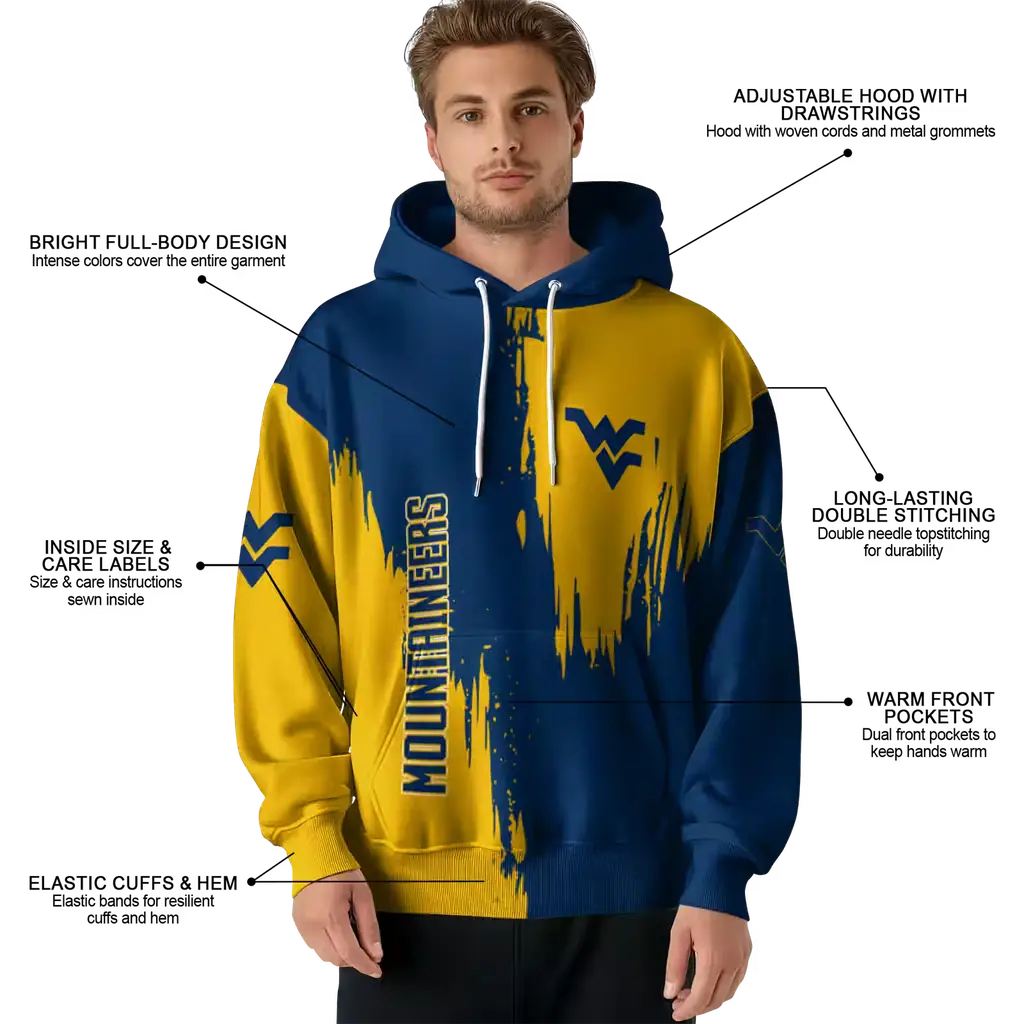 west virginia mountaineers splatter effect blue hoodie latest model west virginia mountaineers splatter effect blue hoodie latest model