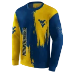 west virginia mountaineers splatter effect blue hoodie best selling