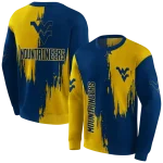 west virginia mountaineers splatter effect blue hoodie best selling