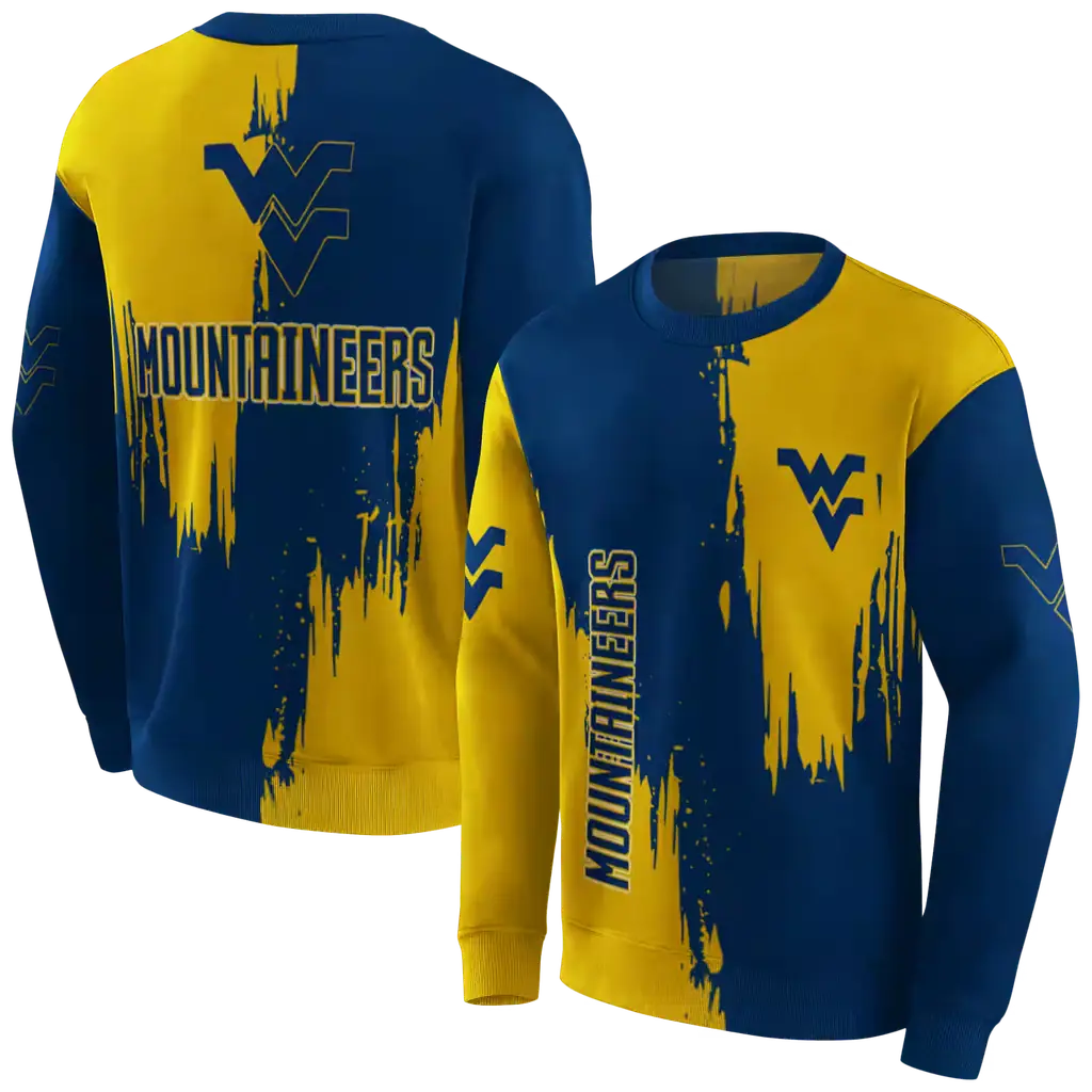 west virginia mountaineers splatter effect blue hoodie premium grade west virginia mountaineers splatter effect blue hoodie premium grade