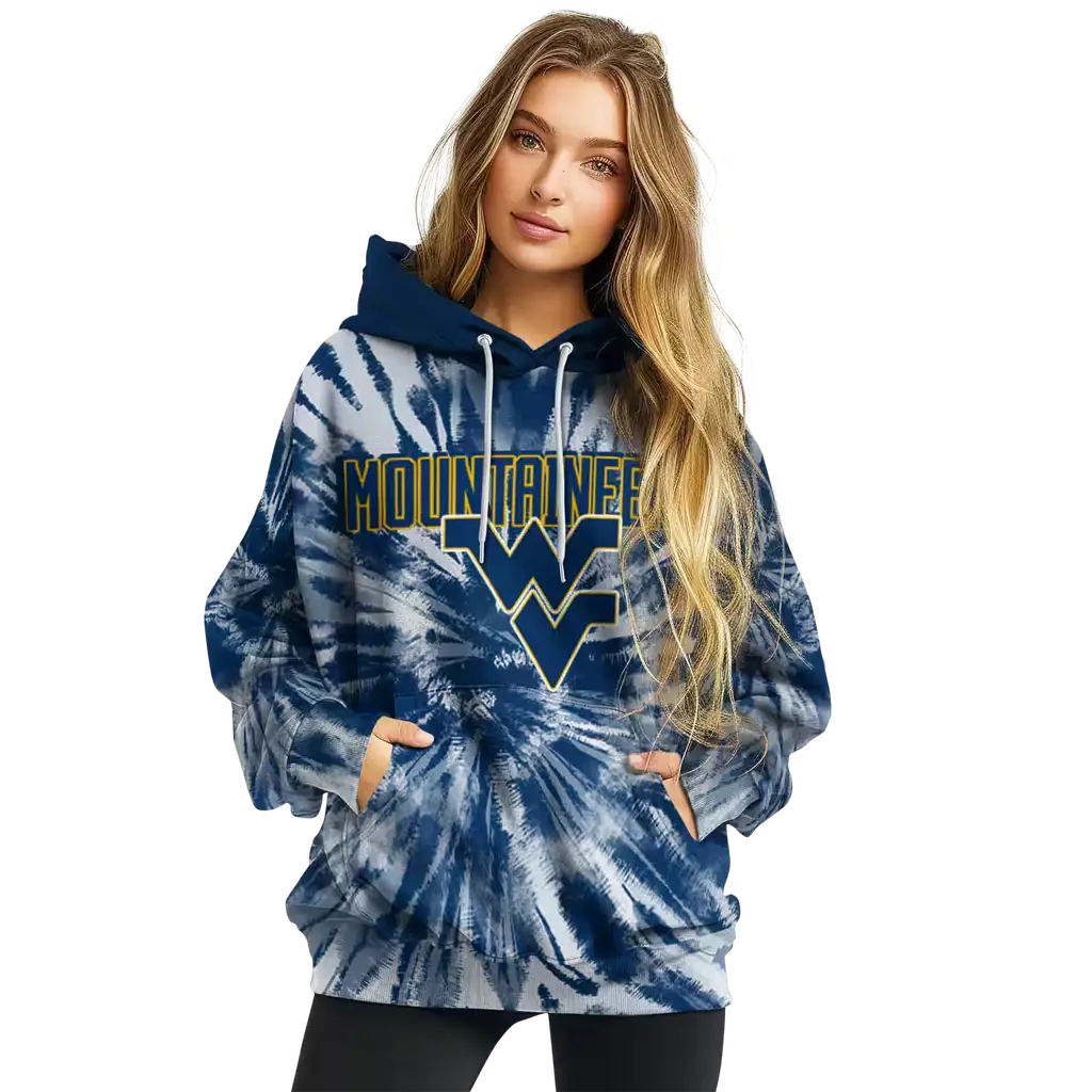 west virginia mountaineers tie dye pattern blue hoodie high quality west virginia mountaineers tie dye pattern blue hoodie high quality