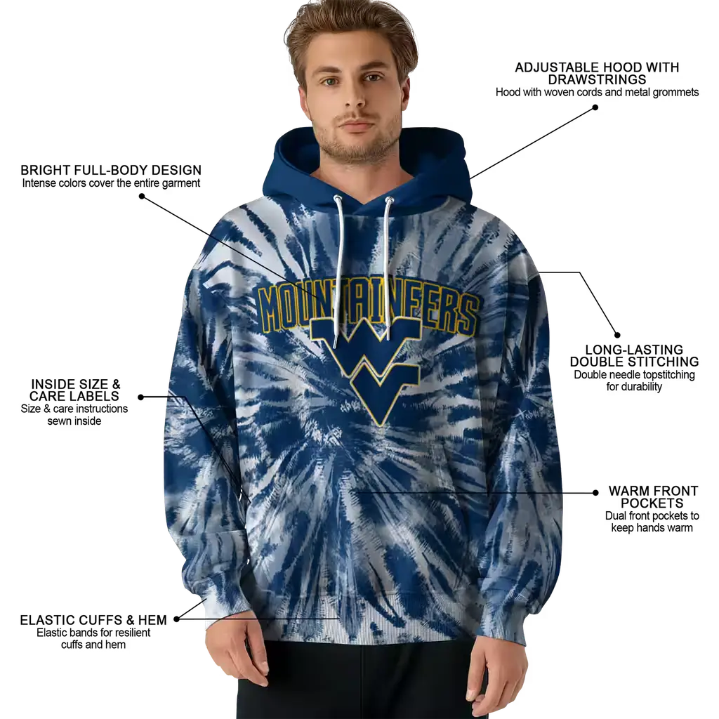 west virginia mountaineers tie dye pattern blue hoodie latest model west virginia mountaineers tie dye pattern blue hoodie latest model