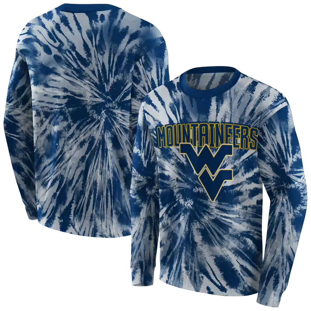 west virginia mountaineers tie dye pattern blue hoodie premium grade west virginia mountaineers tie dye pattern blue hoodie premium grade