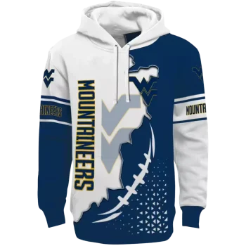 west virginia mountaineers triangular pattern blue white hoodie best selling