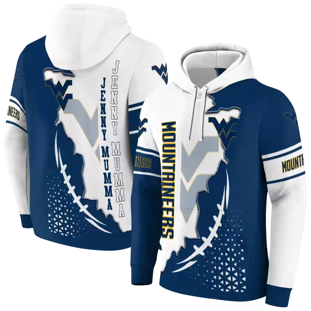 west virginia mountaineers triangular pattern blue white hoodie fashion forward west virginia mountaineers triangular pattern blue white hoodie fashion forward