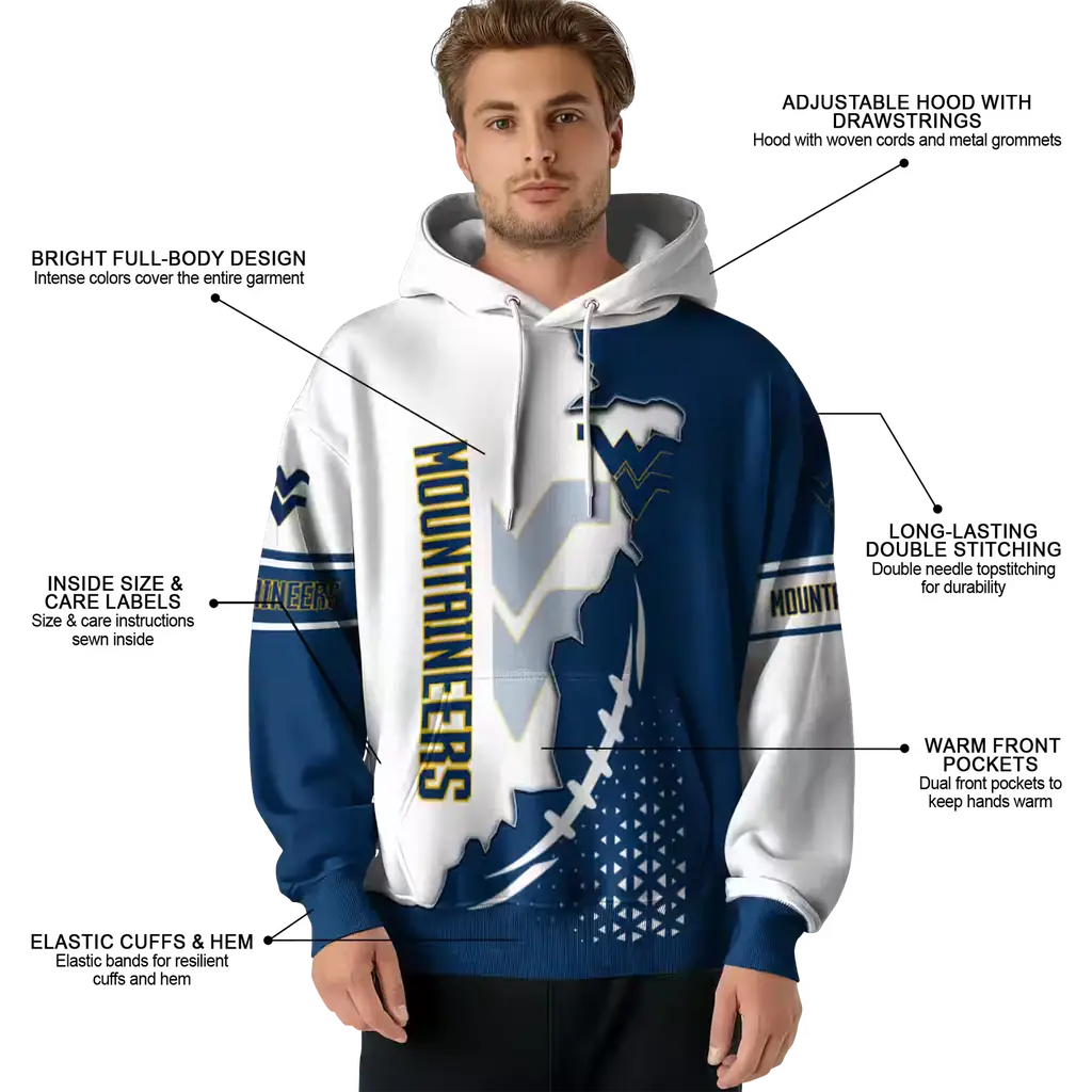 west virginia mountaineers triangular pattern blue white hoodie latest model west virginia mountaineers triangular pattern blue white hoodie latest model