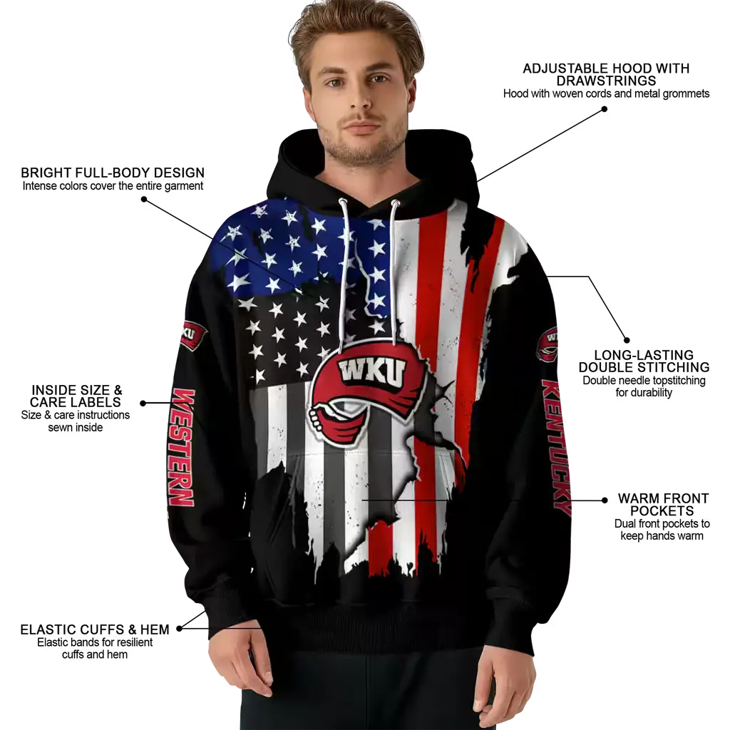western kentucky hilltoppers american pride black hoodie latest model western kentucky hilltoppers american pride black hoodie latest model