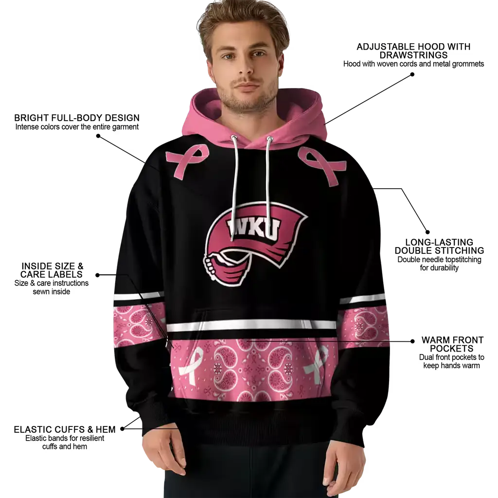 western kentucky hilltoppers awareness ribbon black pink hoodie latest model western kentucky hilltoppers awareness ribbon black pink hoodie latest model