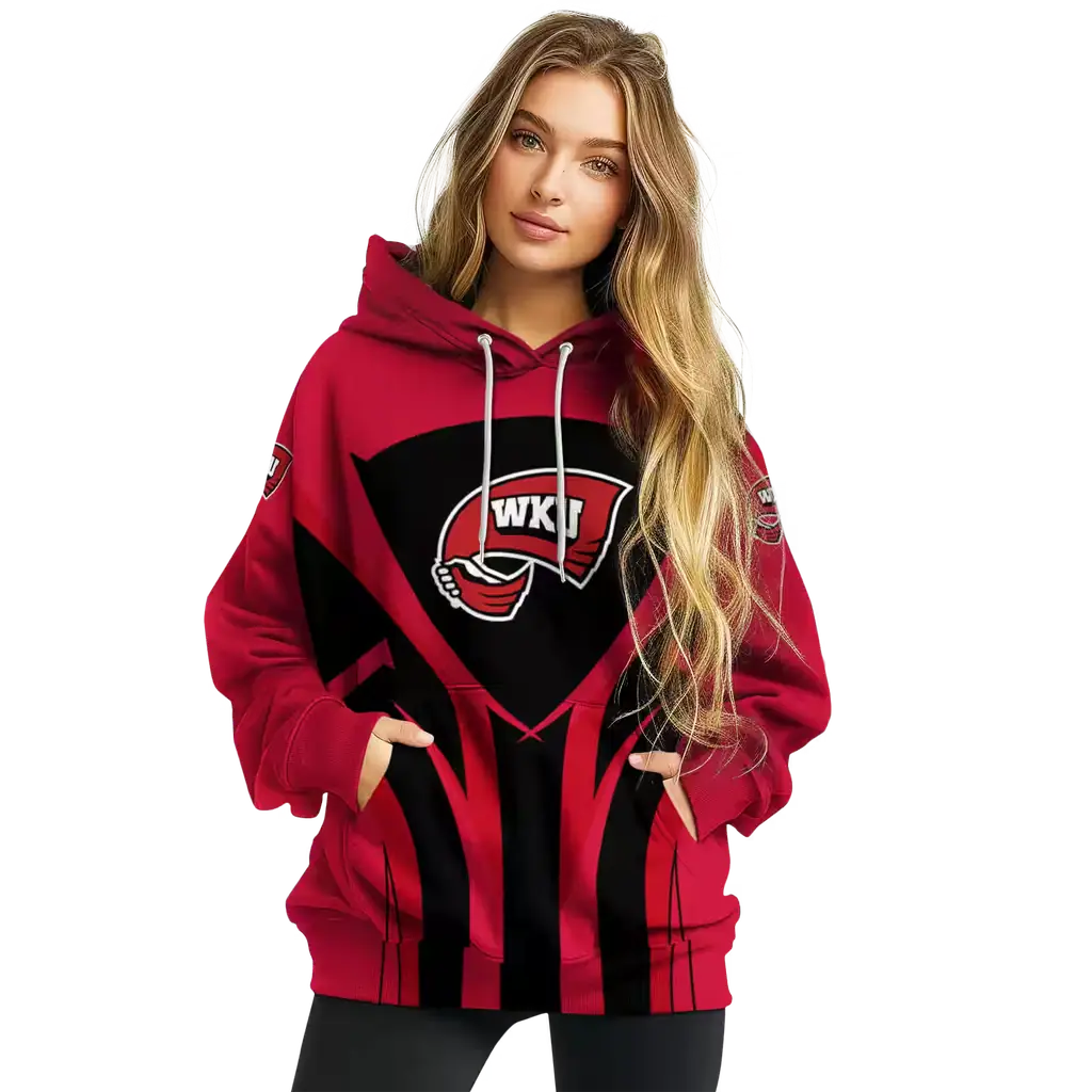 western kentucky hilltoppers concentric lines red black hoodie high quality western kentucky hilltoppers concentric lines red black hoodie high quality