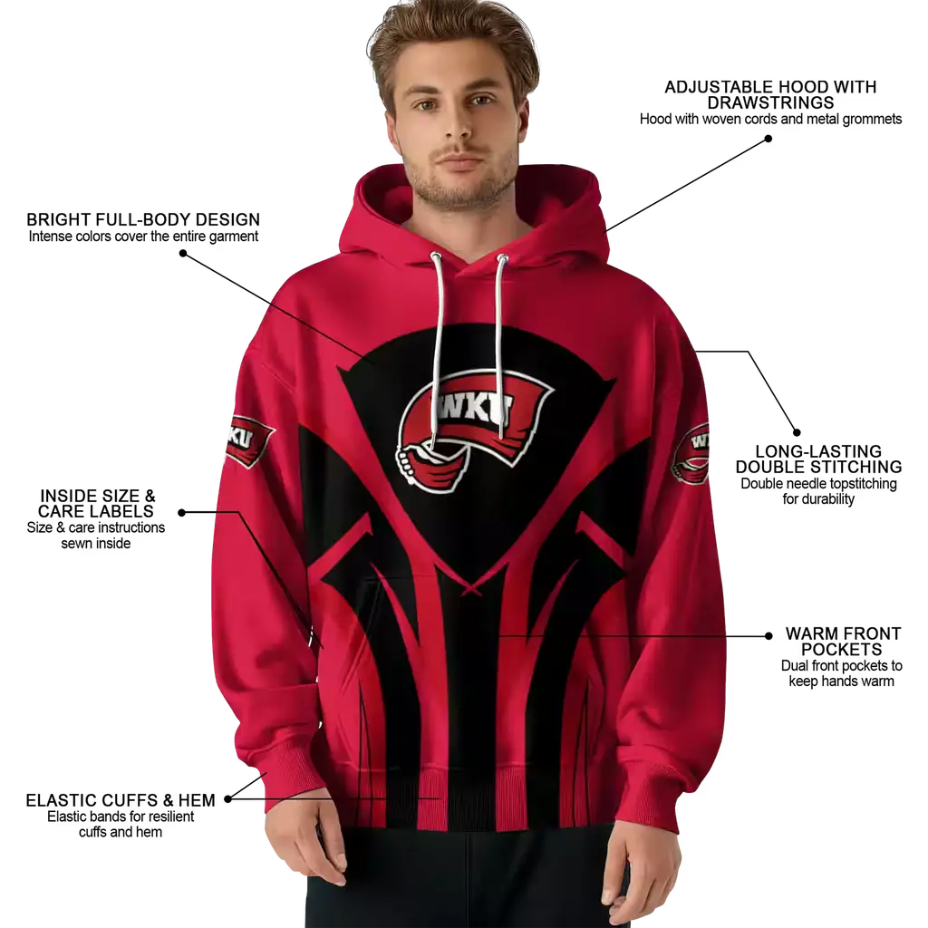 western kentucky hilltoppers concentric lines red black hoodie latest model western kentucky hilltoppers concentric lines red black hoodie latest model