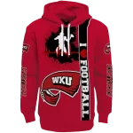 western kentucky hilltoppers football heartbeat red hoodie best selling