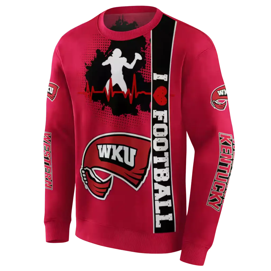 western kentucky hilltoppers football heartbeat red hoodie new arrival western kentucky hilltoppers football heartbeat red hoodie new arrival