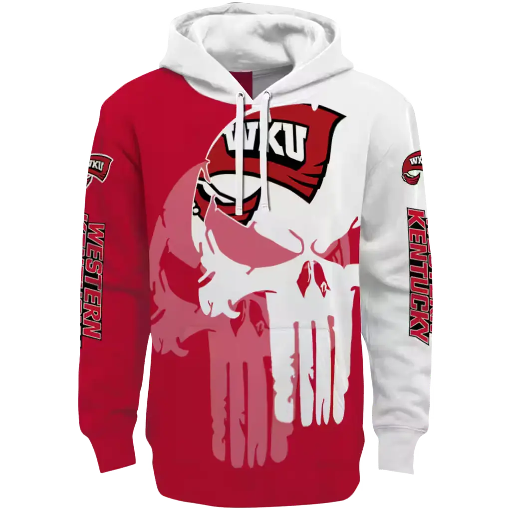 western kentucky hilltoppers graphic punisher red white hoodie best selling western kentucky hilltoppers graphic punisher red white hoodie best selling