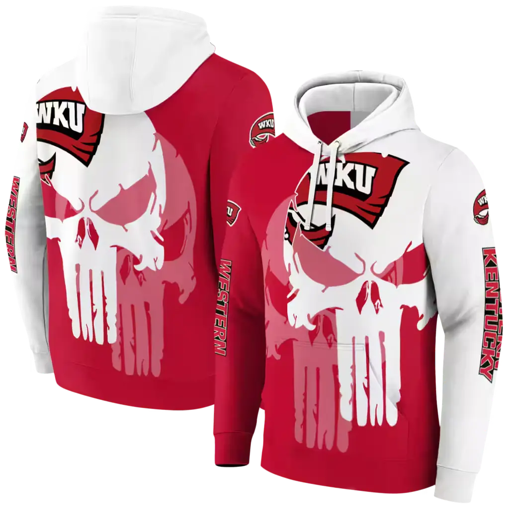 western kentucky hilltoppers graphic punisher red white hoodie fashion forward western kentucky hilltoppers graphic punisher red white hoodie fashion forward