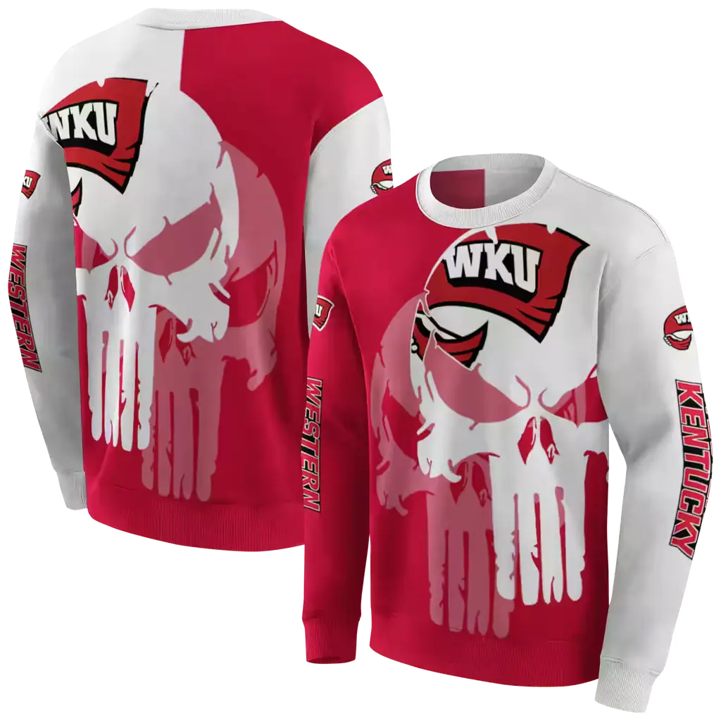 western kentucky hilltoppers graphic punisher red white hoodie premium grade western kentucky hilltoppers graphic punisher red white hoodie premium grade